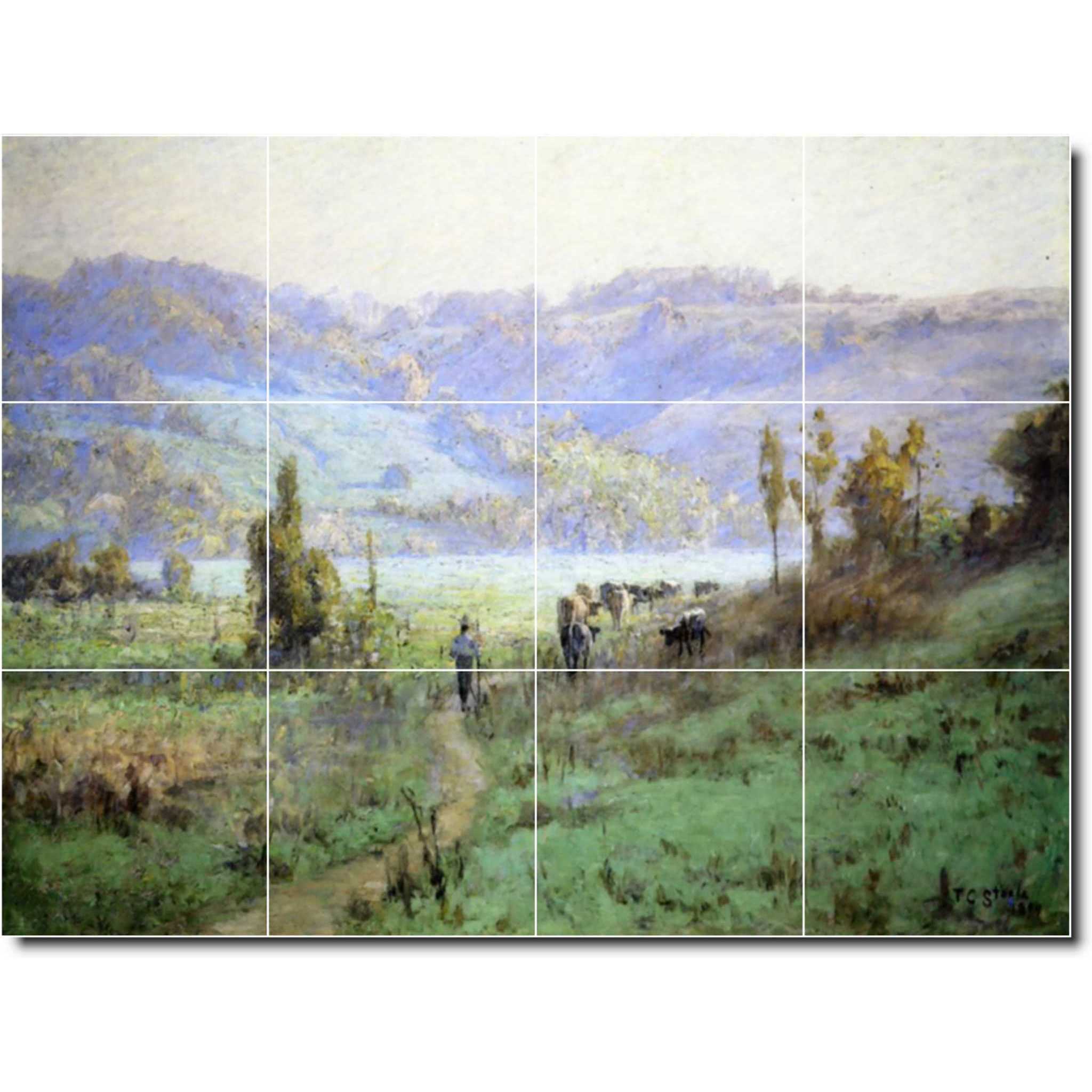 theodore steele landscape painting ceramic tile mural p08380