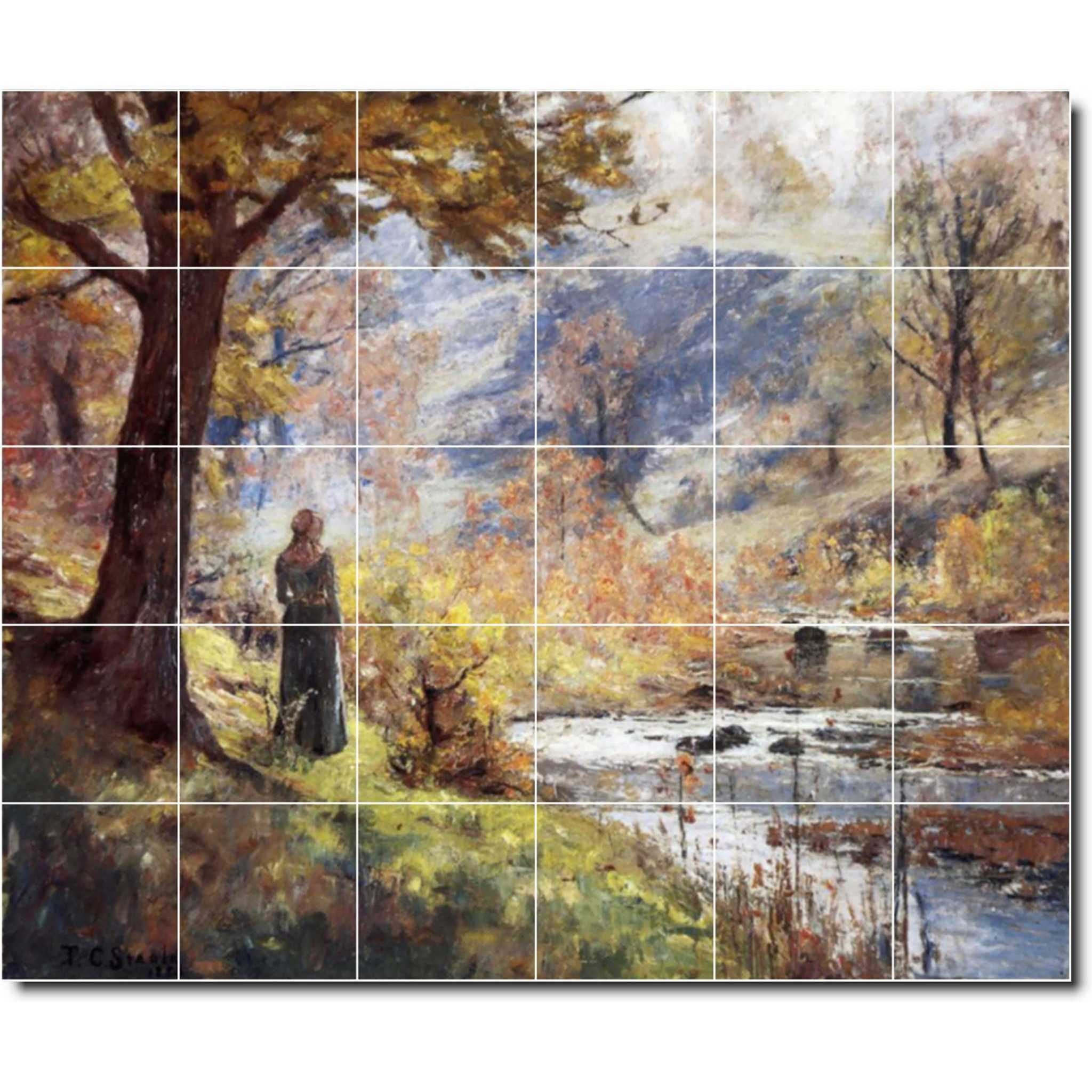 theodore steele country painting ceramic tile mural p08385