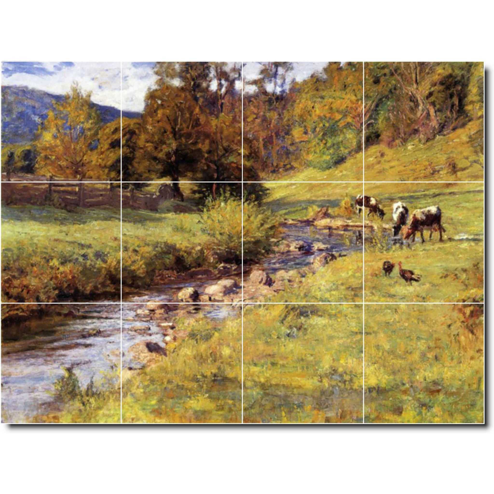 theodore steele country painting ceramic tile mural p08405