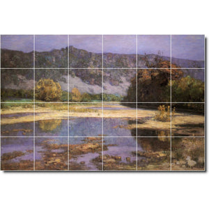 theodore steele landscape painting ceramic tile mural p08412