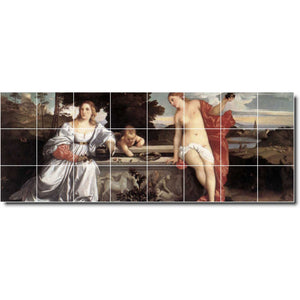 titian nude painting ceramic tile mural p08735