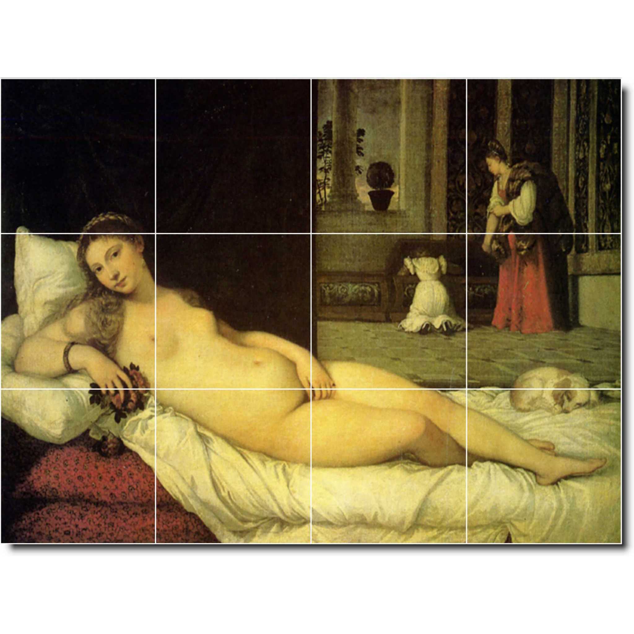 titian nude painting ceramic tile mural p08772