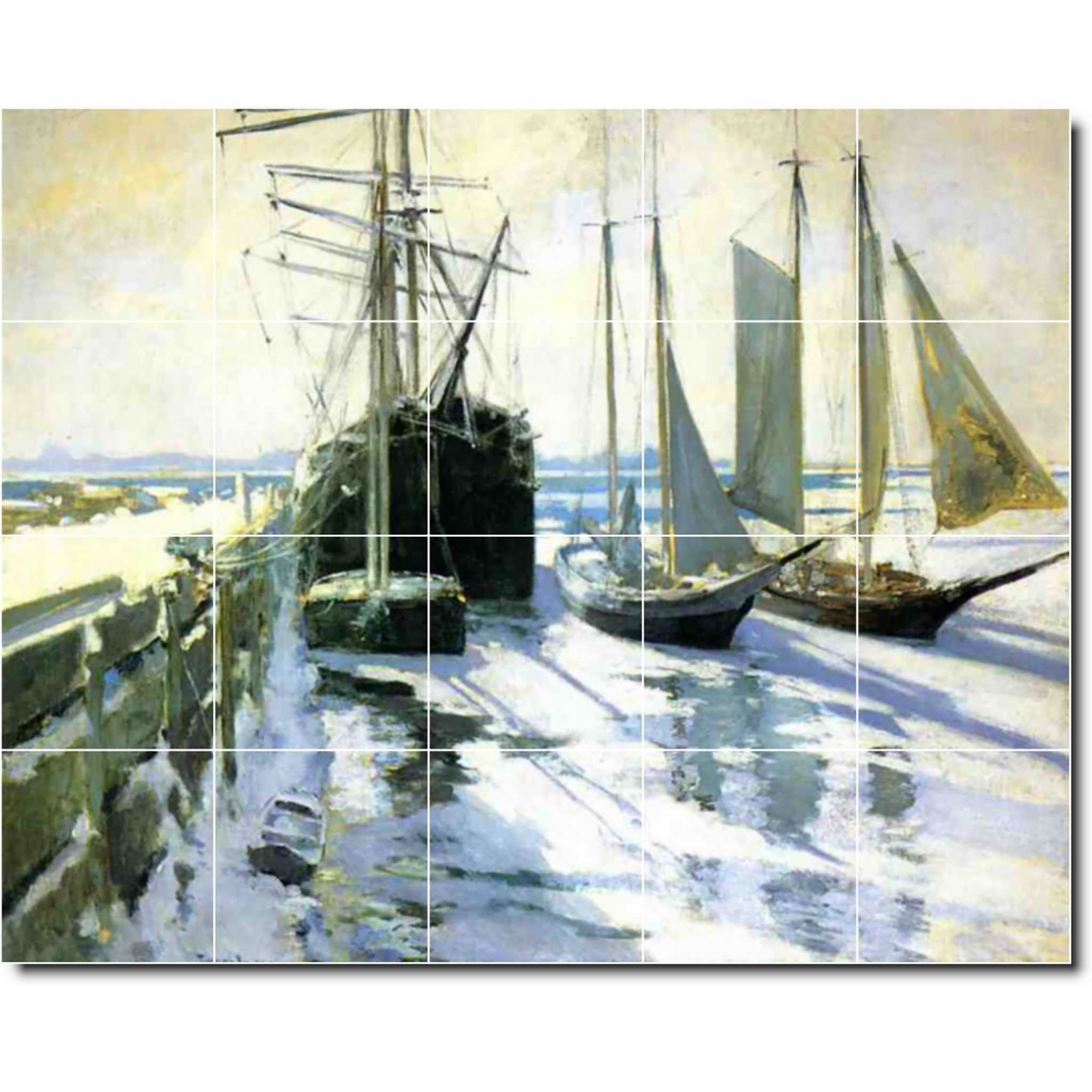 john twachtman boat ship painting ceramic tile mural p08985