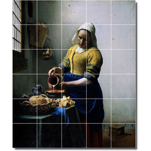 johannes vermeer woman painting ceramic tile mural p09253