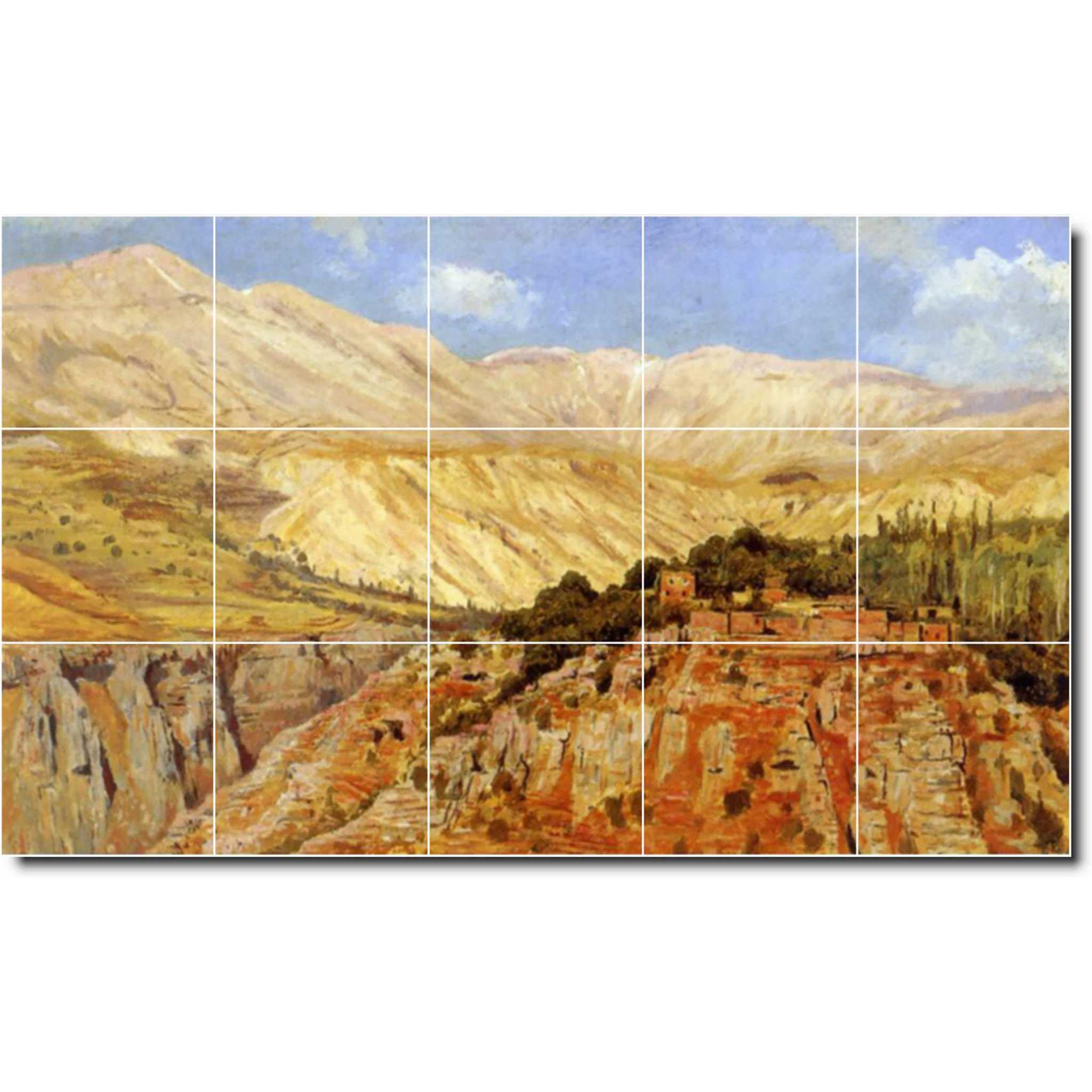 edwin weeks landscape painting ceramic tile mural p09631